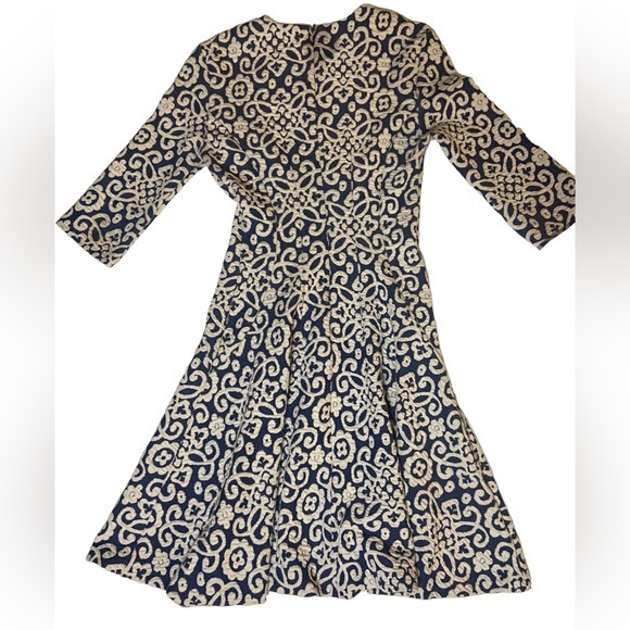 ZARA JACQUARD BLUE AND WHITE STRETCHY DRESS FIT AND FLARE SIZE XS - Picture 6 of 14